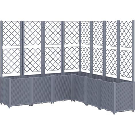 Fioriera rialzata per aiuola fioriera per terrazza giardino con traliccio 160 x 160 x 140 cm PP grigio 020038259