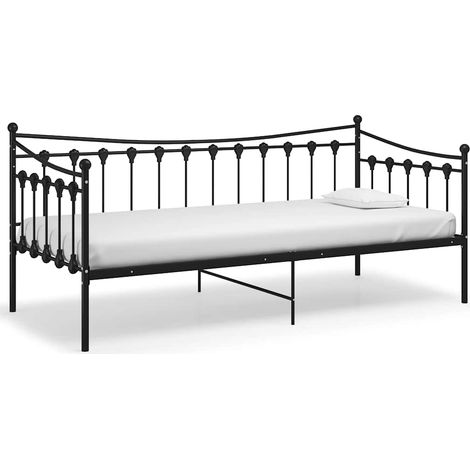Maison Exclusive - Schlafsofa Bettgestell Schwarz Metall 90x200 c (1/5)