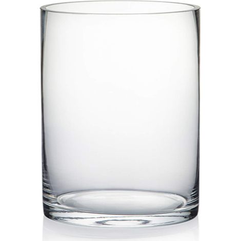 Vase cylindrique en Verre épais et Transparent, Convient comme bougeoir, Centre de Table de Mariage, décoration de Maison, d’événement, 15 x 20,3 cm (l x H) (1/5)