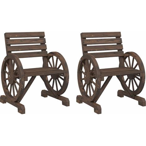 Chaises de jardin en bois de sapin massif fauteuils d'extérieur terrasse lot de 2 (1/5)