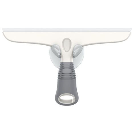 Raclette en Silicone avec Support Ventouse, Raclette Polyvalente pour Vitre, Pare-Brise de Voiture, Fenêtre, Porte de Douche, Salle de Bain, Raclette Tout Usage, Blanc et Gris (1/5)