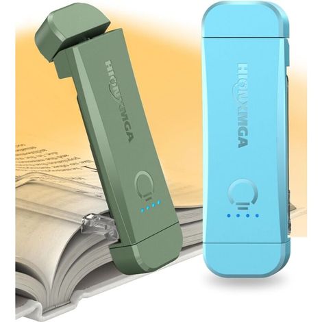 Rechargeable Reading Lamp (2-Pack), Clip-on Bed Light, 3 Colors, Eye Protection & Stepless Dimming, Compact and Durable, Ideal Gifts for Book Lovers, Green + Blue (1/5)