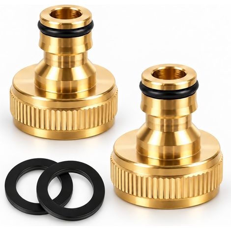 2 PCS Raccord Tuyau D'arrosage 1", Adaptateur Robinet avec Filetage Extérieur 1 Pouce, Connecteur Rapide en Laiton pour Tuyau Jardin, Maison, Agriculture et Systèmes à Clic (1/5)