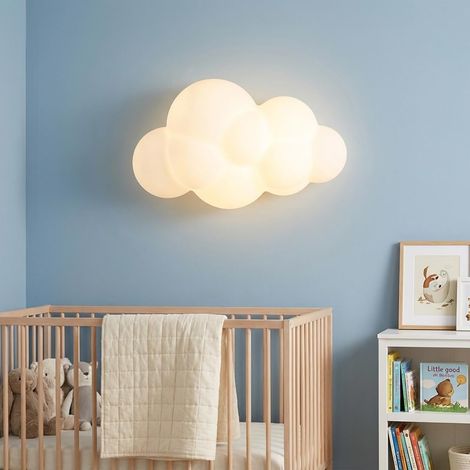 Applique murale LED pour chambre d'enfant, motif nuage 3D, 7 W, polycarbonate blanc, trois températures de couleur (3000 K/4000 K/6000 K), design moderne et sécurisé pour les chambres et les espaces e (1/5)