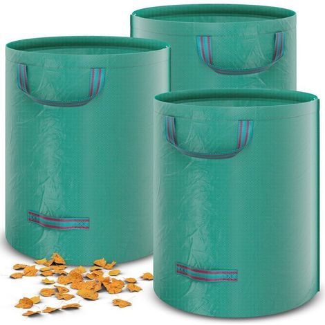 Lot de 3 sacs à déchets de jardin - 272 l - Sacs de Jardin - Sac à Herbe Feuilles - Autonome - Stable - Imperméable - Résistant aux UV - Tissu polypropylène robuste (PP) - 150 g/m² - 390 g (1/4)