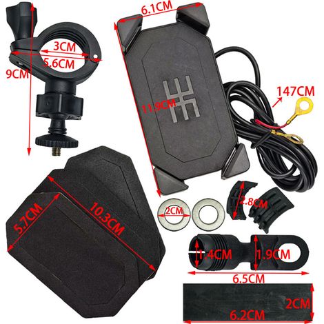 Motorrad-Modifikationszubehör SJZJ-004 Handyhalterung für Motorradfahrer und Handy-Ladefunktion. (1/4)