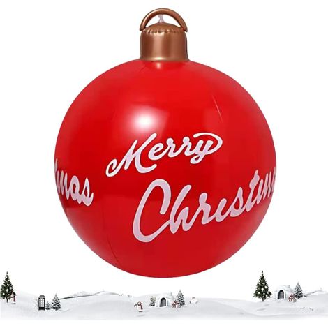 Boule de Noel Geante 60cm, Boule Transparente, Boule Gonflable Géante de Noël Boules de Noël, Boule Décorée Gonflable de Noël en Plein Air, Ornements de Noël en PVC (B)