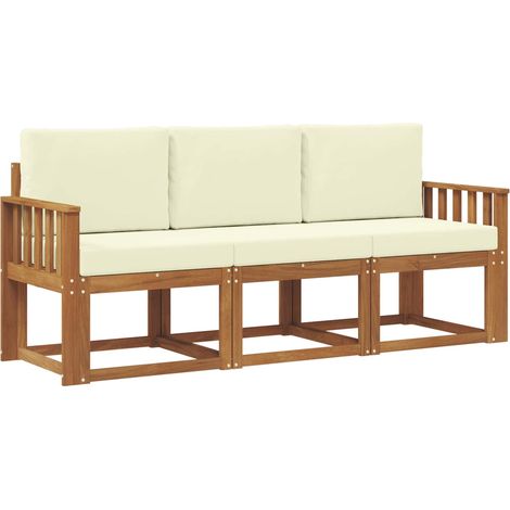 Outdoor Sofa Set with Cushion 3 pcs Natural and Cream vidaXL (1/5)