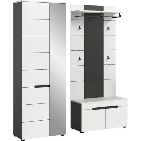 Canu Garderobenmöbel Set C27 weiß, grau.