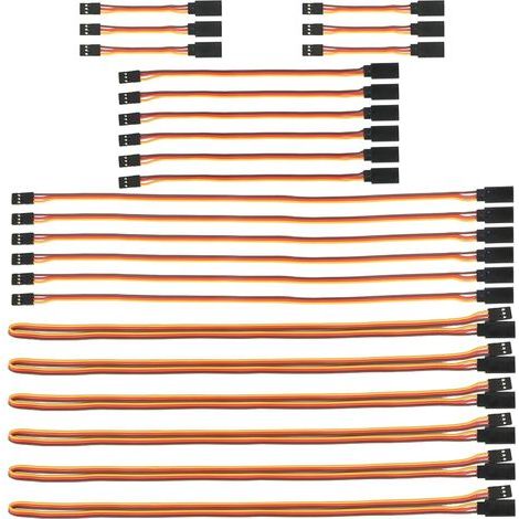24PCS 3" 6" 12" 24" Jr Style Servo Extension 22AWG 60 Cœurs, Rallonge Servo RC, Cable Rallonge pour Servo Recepteur RC, 3 Broches Câble D'extension JR Plug Futaba 75mm/150mm/300mm/600mm (1/5)