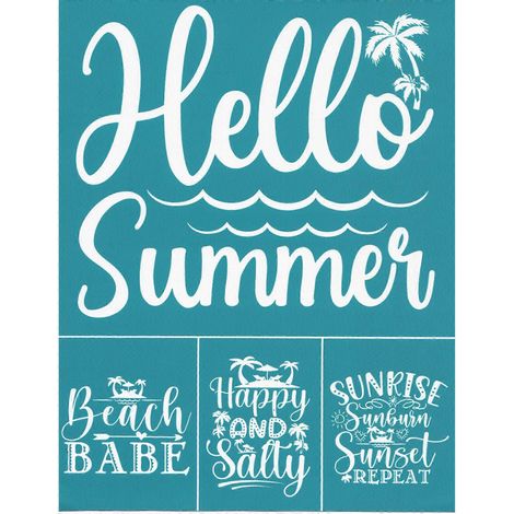 Hallo Sommer Selbstklebende Siebdruck-Schablonen für DIY-T-Shirts, Kissen, Stofftaschen und Textilien.