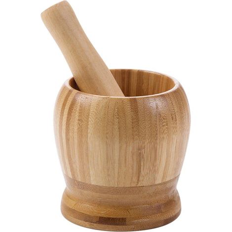 Pestle and Mortar, Wooden Mortar and Pestle, Round Mortar and Pestle, Mortar and Pestle Set, Wooden Mortar with Pestle, Spices, Peppers, Garlic and Nuts, Kitchen Utensils (Large) (1/5)