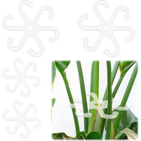 4pcs Supports de Tiges de Plantes avec Trous, 2 Tailles de Crochets pour Tiges de Plantes à Fleurs Treillis Crochets de Support pour Tiges de Plantes Support d'escalade (Transparent) (1/5)