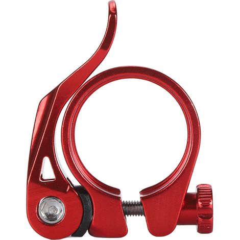Collier de serrage de tige de selle de vélo professionnel 34,9 mm en alliage d'aluminium léger et haute résistance, usiné CNC, à dégagement rapide, rouge (1/5)
