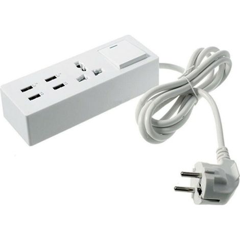 TrAdE Shop Traesio - Multipresa Ciabatta Elettrica Con 1 Prese Universali 4 Usb Con Interruttore - (1/4)