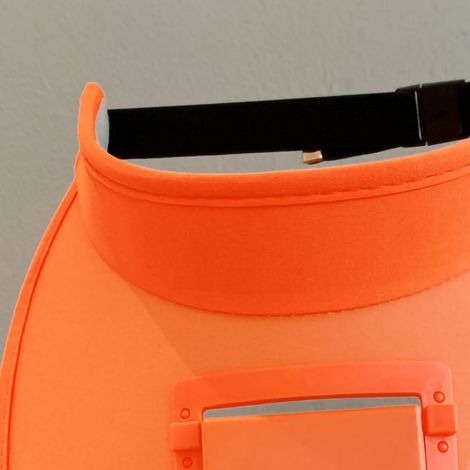 Chapeau d'été pour enfants avec ventilateur intégré, rechargeable par USB, visière à large bord, idéal pour les voyages et la plage (orange). (1/5)