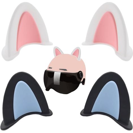 Casco integrale da moto, decorazione per casco in quattro pezzi, orecchie da gatto, orecchie da moto, decorazione per casco da moto, decorazione a corno con orecchie da gatto (1/4)
