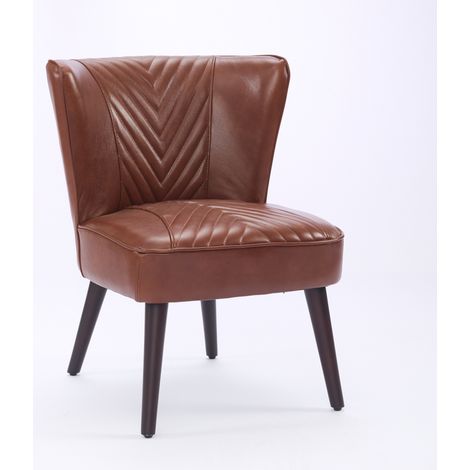 Fauteuil lounge sans accoudoirs en cuir pleine fleur avec pieds en caoutchouc massif pour salon et bureau (1/5)