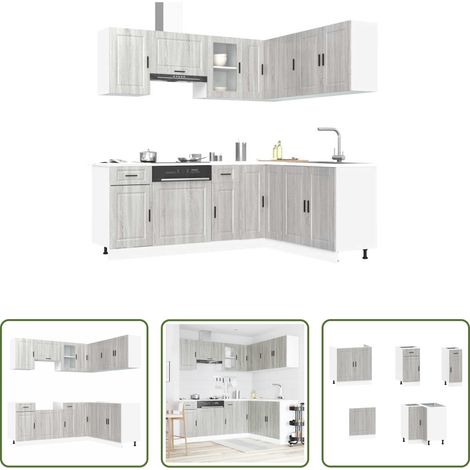 Rangement cuisine - Ensemble d'armoires de cuisine 11 pcs Porto bois d'ingénierie (1/5)