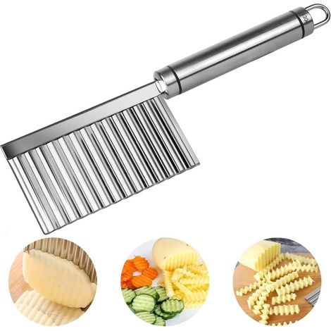 Couteau Ondulé en Acier Inoxydable - Coupe Pommes de Terre et Légumes, Lame pour Frites, Fruits et Salade (1/5)