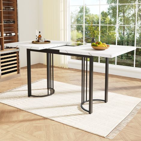 Tavolo da pranzo allungabile 140-179,5x80x75,5 cm nero in MDF e metallo con struttura stabile (1/5)