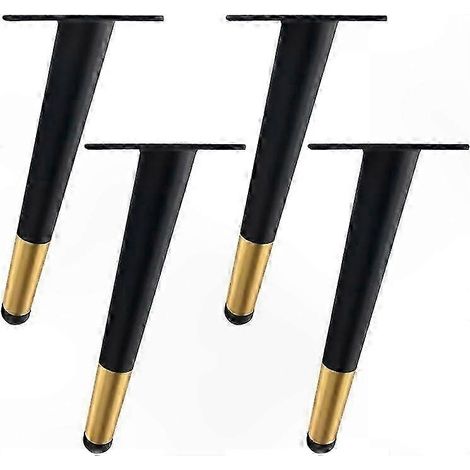Pieds de meuble en métal noir doré, lot de 4 pour armoires et tables, pattes robustes et élégantes, finition premium, usage polyvalent. (1/5)