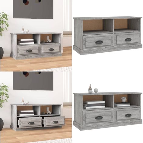 Meuble TV sonoma gris 93x35,5x45 cm bois d'ingénierie - Meubles Tv - Meuble Tv - Support Tv - Unité Tv - Meuble Salon - Home & Living (1/5)