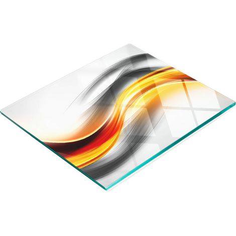 Tabla de cocina de vidrio templado con gr谩ficos decorativos de ondas abstractas, 60x52 cm. (1/5)