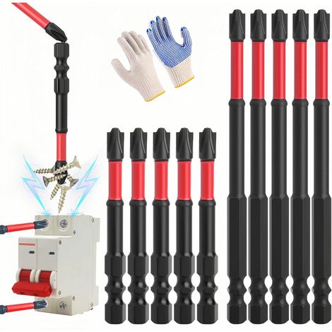 Ensemble de 10 forets à percussion à tige hexagonale de 6,35 mm, antidérapants, compatibles avec les perceuses et tournevis électriques, pour le bricolage et l'usage général. (1/5)