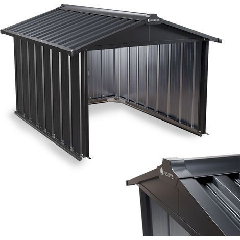 Juskys Mähroboter Garage mit Satteldach - Rasenmäher Dach Carport aus Metall - 86 × 98 × 63 cm - Sonnen- und Regenschutz für Rasenroboter - anthrazit (1/5)