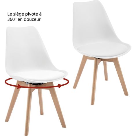 Woltu – Lot de 2 chaises pivotantes salle à manger – Siège en similicuir – Pieds en bois massif – Hauteur d'assise 47cm – Capacité 120kg (1/5)