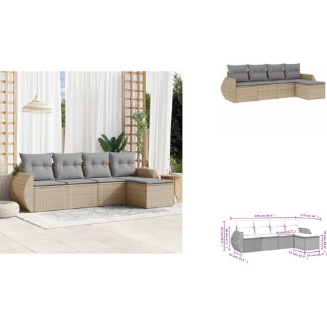 5-tlg. Garten-Sofagarnitur mit Kissen Beige Poly Rattan - Gartenmöbel - Outdoor Möbel - Rattan Gartenmöbel - Lounge Set - Gartenlounge (1/3)