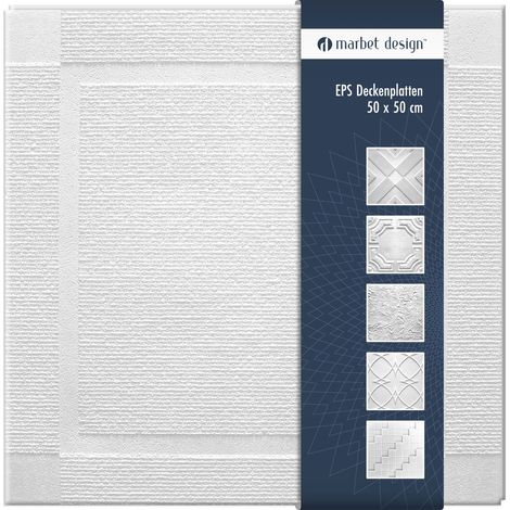 Marbet Design dalles plafond polystyrène EPS blanc 30 décors différents 50x50cm paquet économique: 10 m² / 40 plaques, Atlanta