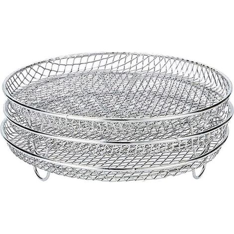 Ensemble de 3 supports pour friteuse d'air , Acier inoxydable, Argent, 20x4cm, 20x9cm, polyvalent et pratique (1/5)