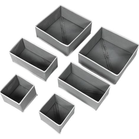 Kindfiber OÜ-6pièces Organisateurs de Tiroir pour Sous-vêtements Séparateurs pour Soutien-gorge Attaches Leggings Commode Gris Lot (1/5)