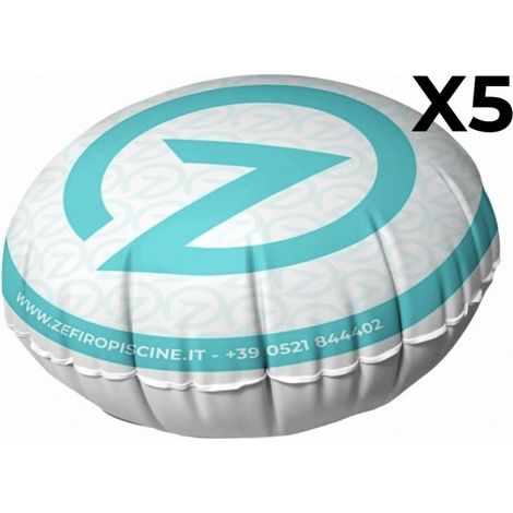 5 Cuscini Gonfiabili ad Aria Galleggianti Anti Ristagno Zefiro Air per Sollevamento Telo di Copertura Piscina - Diametro Cm 80 x H 55 con 2 Passacorda - ALTA QUALITA' MADE IN ITALY (1/5)