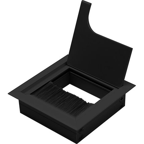 Kabeldurchlassdose Alu Kabelführung Schreibtischdurchlass Schwarz 80mm x 80mm (1/2)