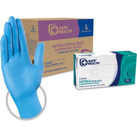 Gants Jetables d'examen en Nitrile Bleu-Taille S M L XL, Sans poudre Sans latex-Hypoallergéniques, Soins médicaux-Aliments, 3,5 Mil (1/5)