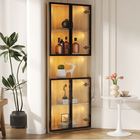 Schrank Aufbewahrungsmöbel Eckvitrine 62x32x160 Oak OKMYHOME (1/5)