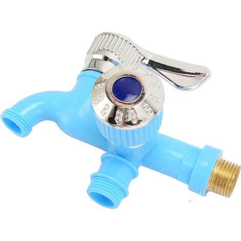 Robinet de piscine avec 1 entrée et 2 sorties, bec séparé, filetage extérieur G1/2, robinet de salle de bain ergonomique universel pour jardin (1/5)
