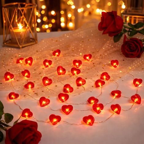 LED String Lights, Heart Shape, 20 LEDs, PVC, Timer, Indoor, Party (1/5)