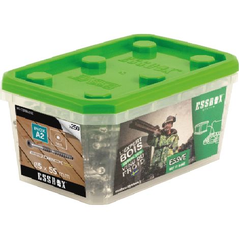 ESSBOX de 250 VBA ESSDECK Max Tête Cylindrique Crantée TX20 5X55 Inox A2 6 Plots (1/2)