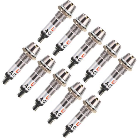 Lot de 10 voyants lumineux jaunes pour alimentation 220 V CA, trou de fixation de 8 mm. (1/5)