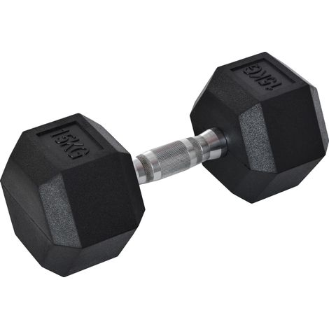 Mancuerna, 15 kg, Entrenamiento de fuerza, Negra (1/2)