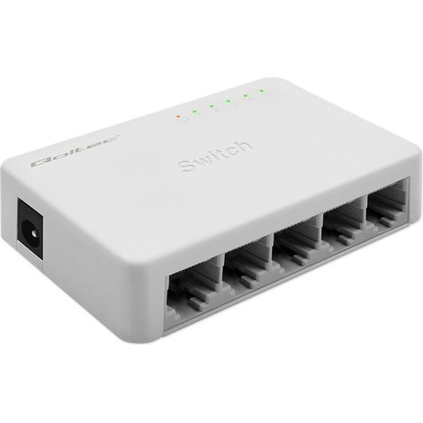 Qoltec Netzwerk-Switch mit 5 RJ45-Anschlüssen  1000 Mbit/s  Fast Ethernet  LAN (1/5)