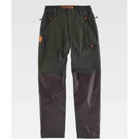 Pantalón sport recto con refuerzos en tejido combinado WORKTEAM S8335 S Verde caza / Marrón (1/2)