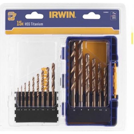 KOMPLET WIERTEŁ DO METALU HSS TIN DIN338 1.5-10MM 15 SZTUK - I-IW3038501