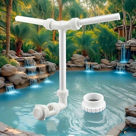 Fontaine de piscine, accessoires de piscine à double jet pour piscine hors sol/enterrée, fontaine de piscine réglable 2 en 1 pour piscine hors sol, arrosage de jardin extérieur (1/4)