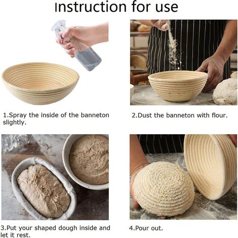 Panier à pain en rotin pour la fermentation du pain naturel, bol à levain de cuisine (1/5)