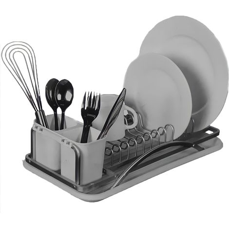 Scola piatti alluminio antiruggine porta posate vassoio raccogli gocce per casa cucina ristorante in plastica bianco (1/5)